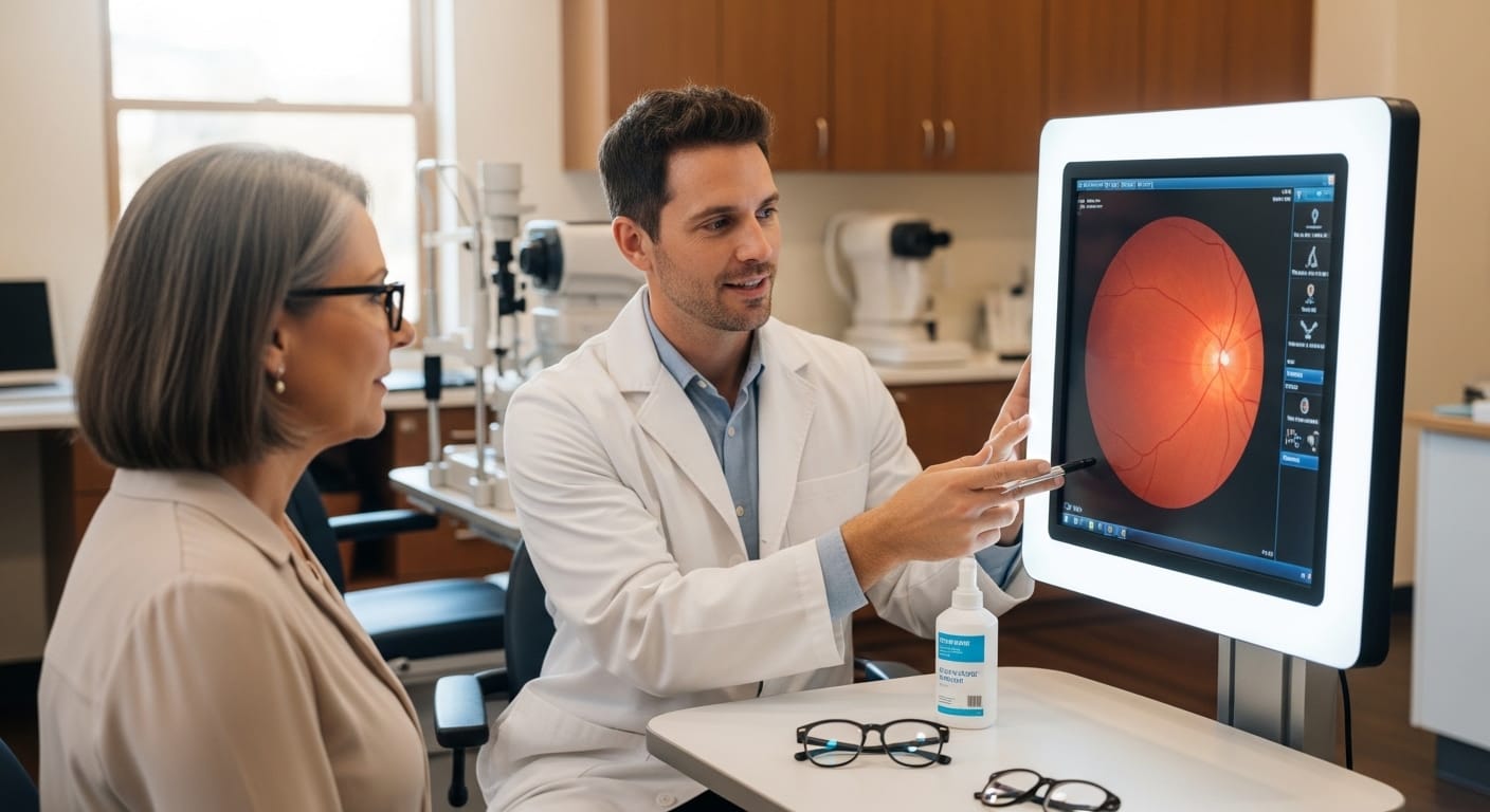 Comprehensive eye exam before presbyopia eye drops
