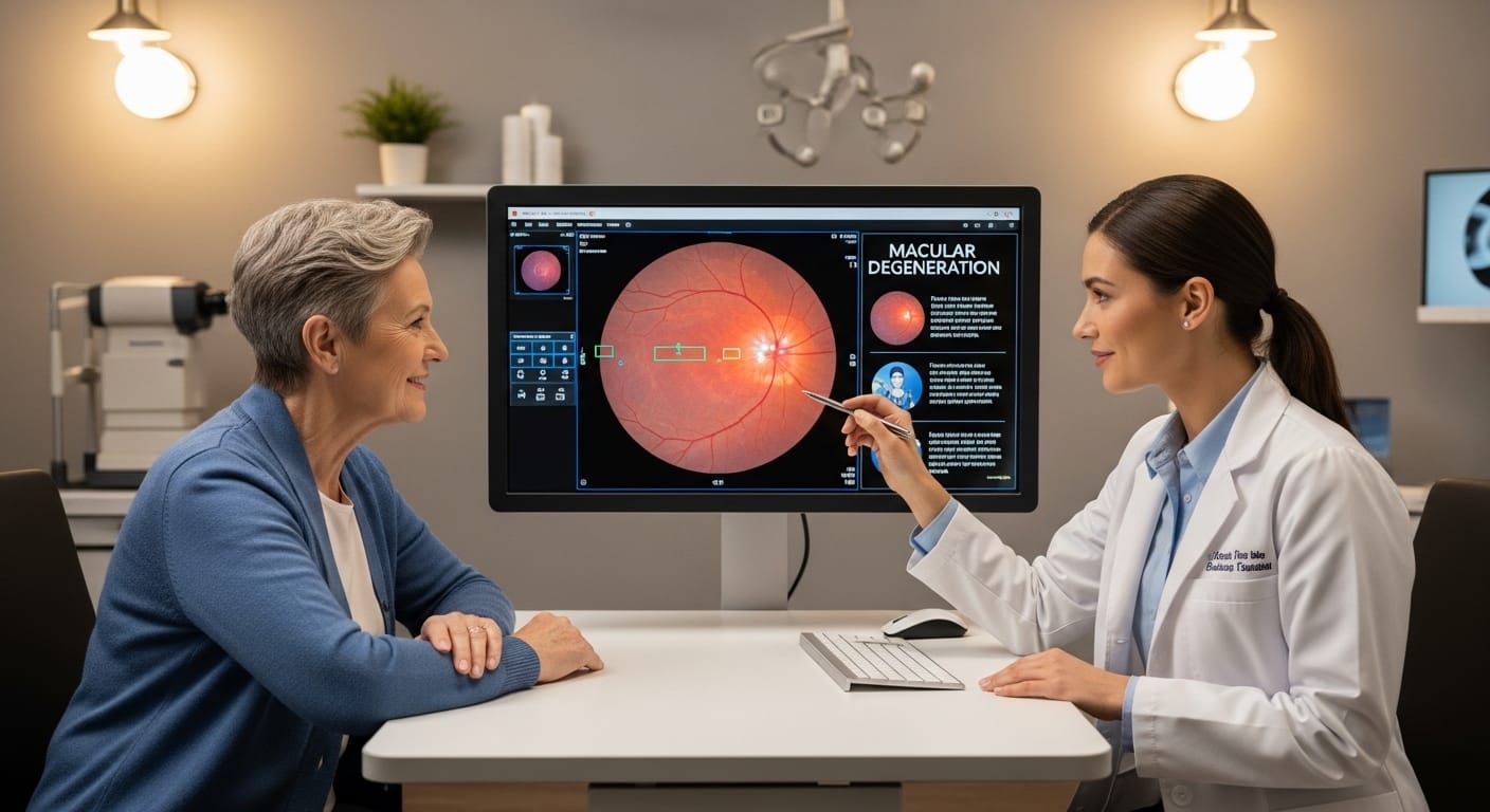 Geographic atrophy treatment discussion during eye exam