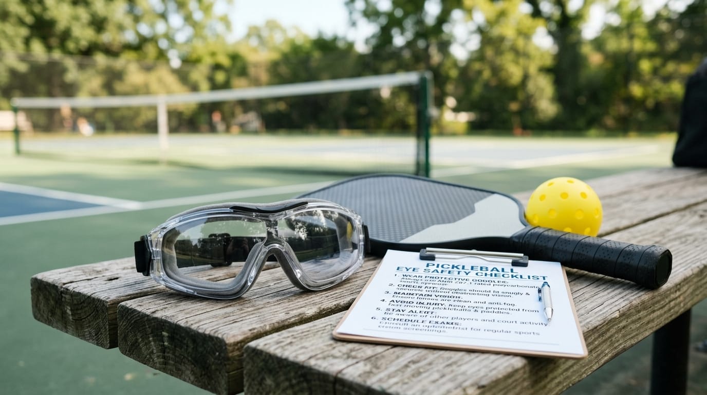 Protective sports goggles for reducing pickleball eye injury risk