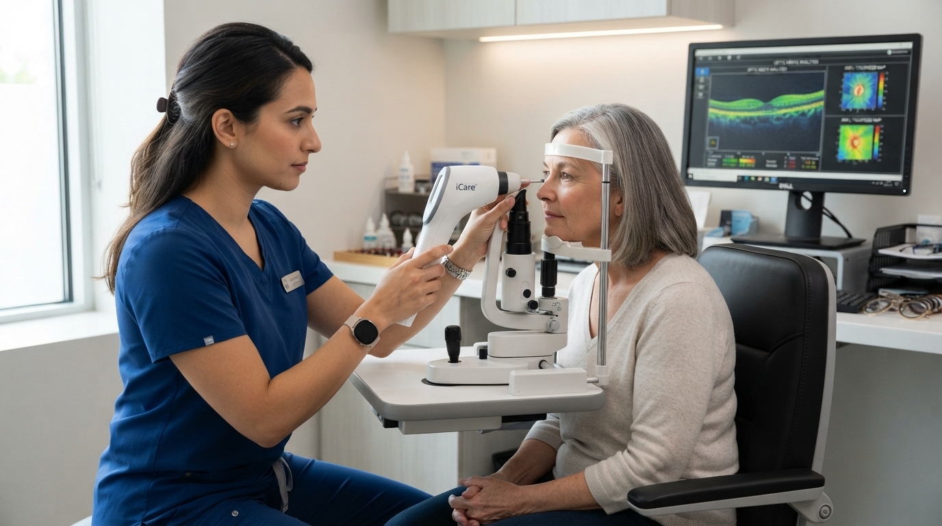 Eye pressure testing for patients using glaucoma eye drops in 2026